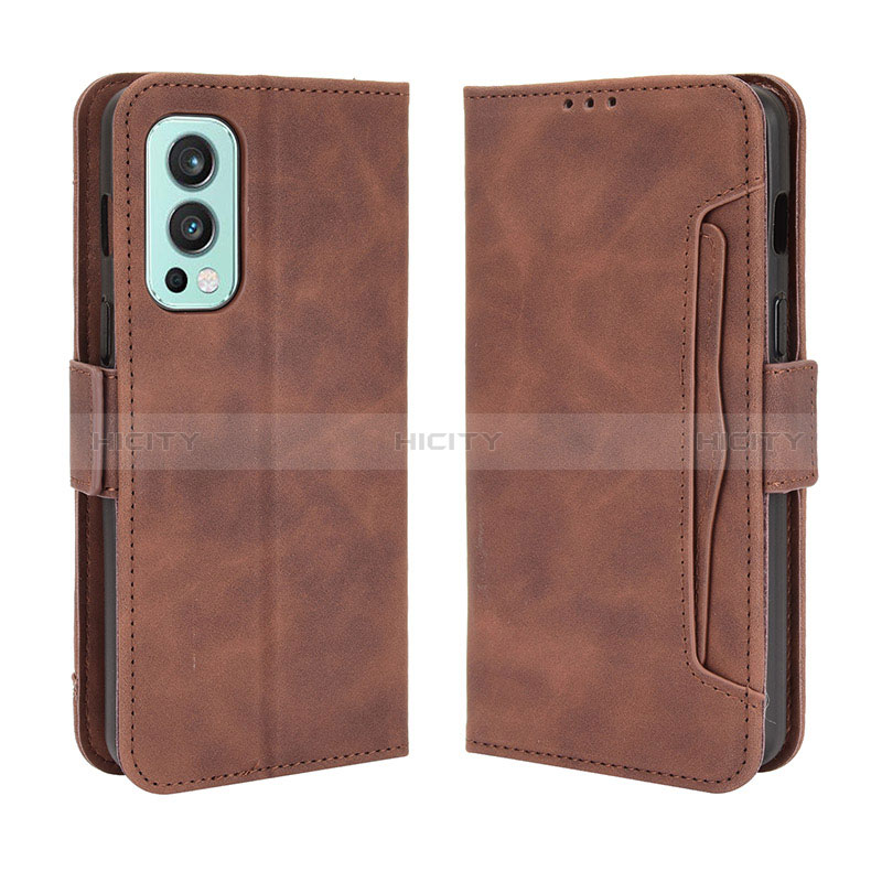 Coque Portefeuille Livre Cuir Etui Clapet BY3 pour OnePlus Nord 2 5G Marron Plus