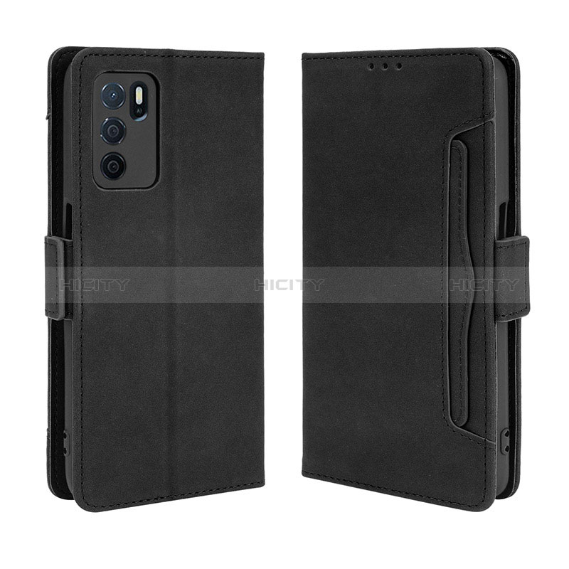 Coque Portefeuille Livre Cuir Etui Clapet BY3 pour Oppo A16 Noir Plus