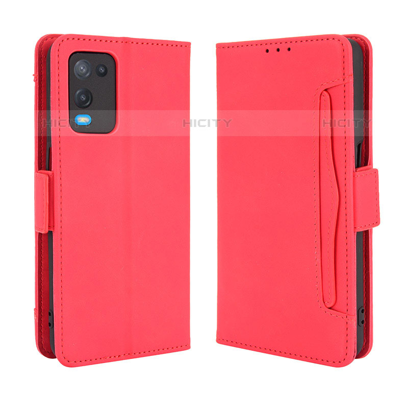 Coque Portefeuille Livre Cuir Etui Clapet BY3 pour Oppo A54 4G Rouge Plus