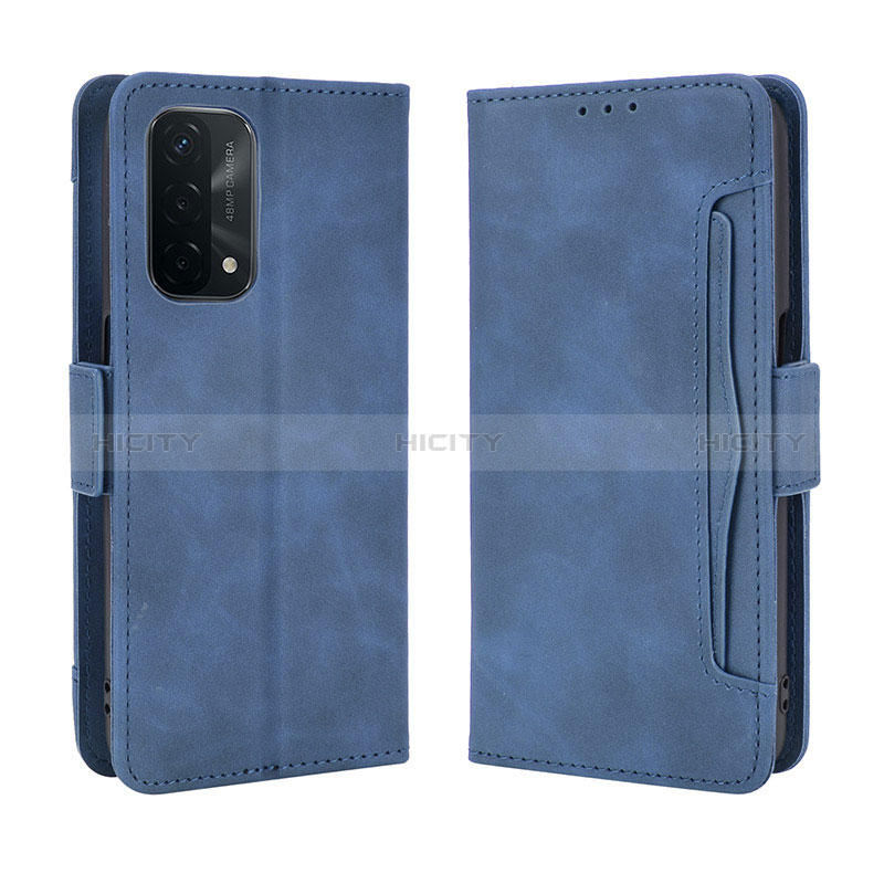 Coque Portefeuille Livre Cuir Etui Clapet BY3 pour Oppo A54 5G Bleu Plus