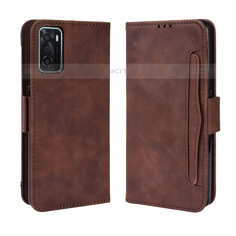 Coque Portefeuille Livre Cuir Etui Clapet BY3 pour Oppo A55S 5G Marron Plus