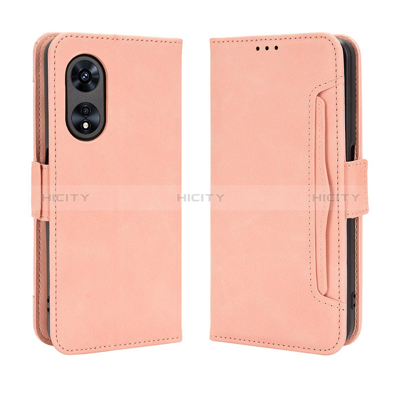 Coque Portefeuille Livre Cuir Etui Clapet BY3 pour Oppo A78 4G Rose Plus