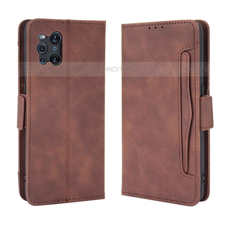 Coque Portefeuille Livre Cuir Etui Clapet BY3 pour Oppo Find X3 Pro 5G Marron Plus