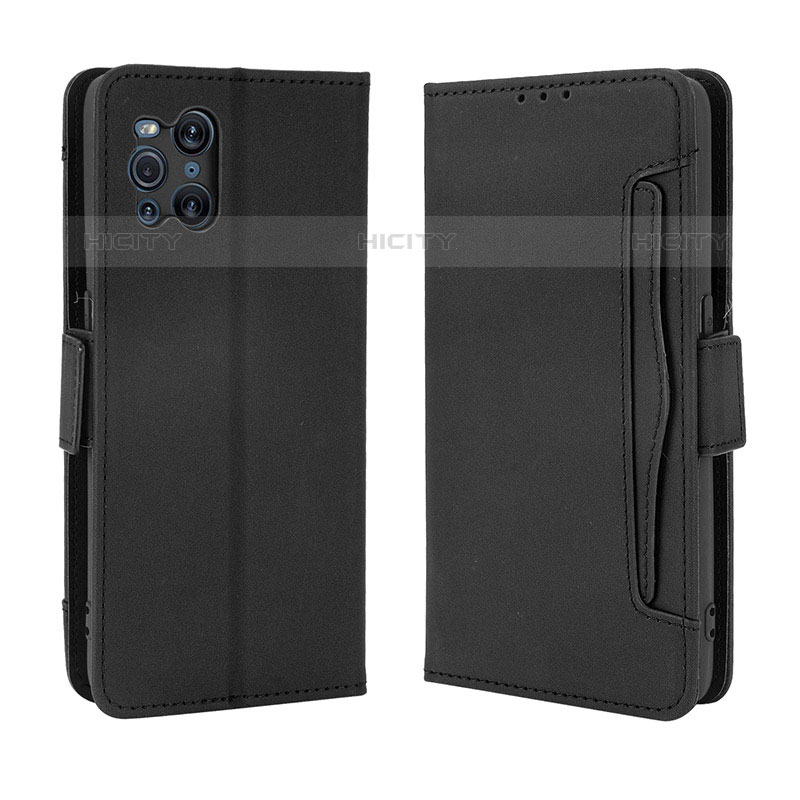 Coque Portefeuille Livre Cuir Etui Clapet BY3 pour Oppo Find X3 Pro 5G Noir Plus