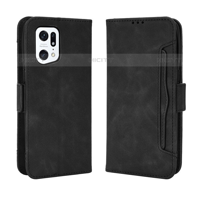 Coque Portefeuille Livre Cuir Etui Clapet BY3 pour Oppo Find X5 Pro 5G Noir Plus