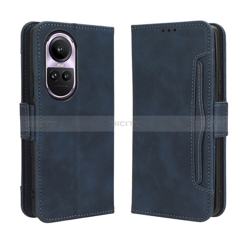 Coque Portefeuille Livre Cuir Etui Clapet BY3 pour Oppo Reno10 5G Bleu Plus