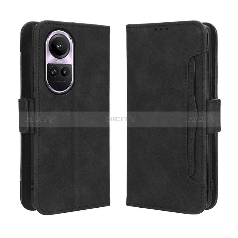 Coque Portefeuille Livre Cuir Etui Clapet BY3 pour Oppo Reno10 5G Noir Plus