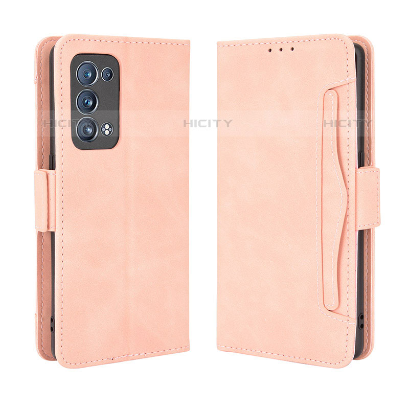 Coque Portefeuille Livre Cuir Etui Clapet BY3 pour Oppo Reno6 Pro+ Plus 5G Rose Plus