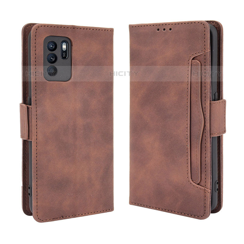 Coque Portefeuille Livre Cuir Etui Clapet BY3 pour Oppo Reno6 Z 5G Marron Plus