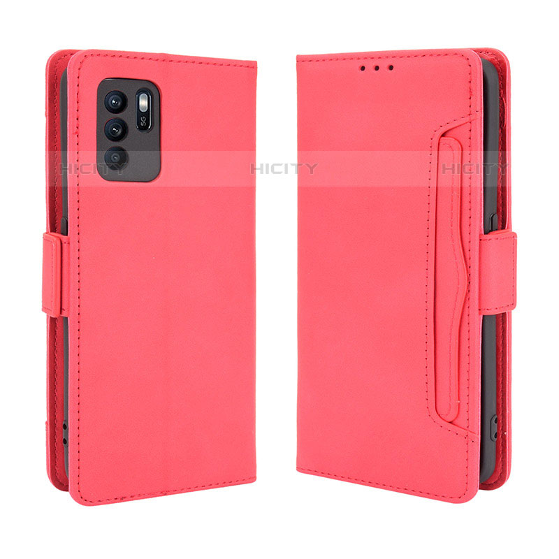 Coque Portefeuille Livre Cuir Etui Clapet BY3 pour Oppo Reno6 Z 5G Rouge Plus