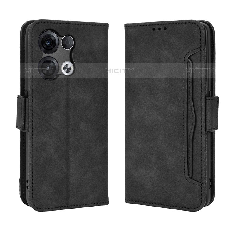 Coque Portefeuille Livre Cuir Etui Clapet BY3 pour Oppo Reno8 5G Noir Plus