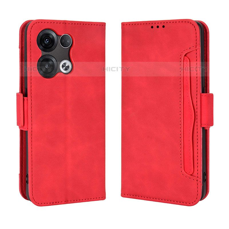 Coque Portefeuille Livre Cuir Etui Clapet BY3 pour Oppo Reno8 5G Rouge Plus