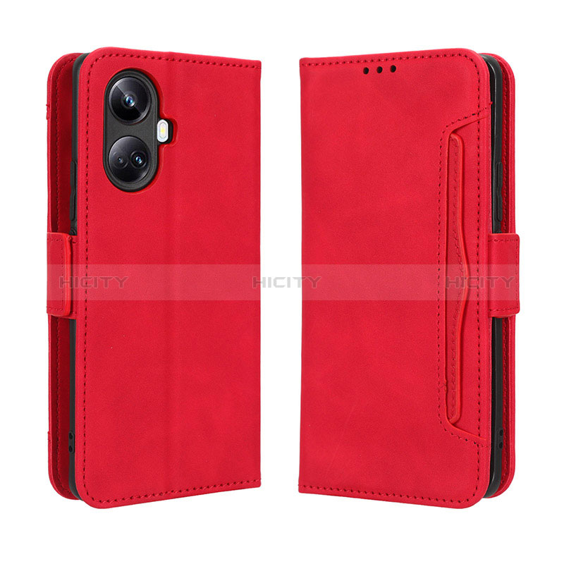 Coque Portefeuille Livre Cuir Etui Clapet BY3 pour Realme 10 Pro+ Plus 5G Rouge Plus