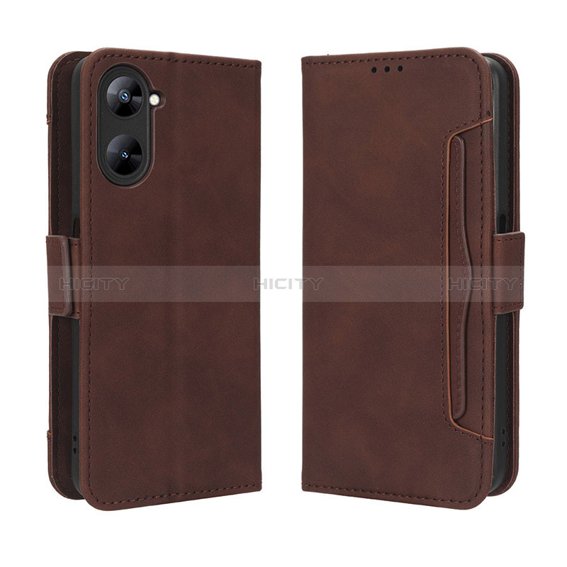 Coque Portefeuille Livre Cuir Etui Clapet BY3 pour Realme 10S 5G Marron Plus