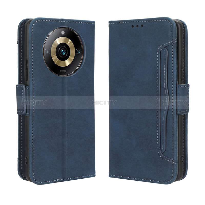 Coque Portefeuille Livre Cuir Etui Clapet BY3 pour Realme 11 Pro 5G Bleu Plus