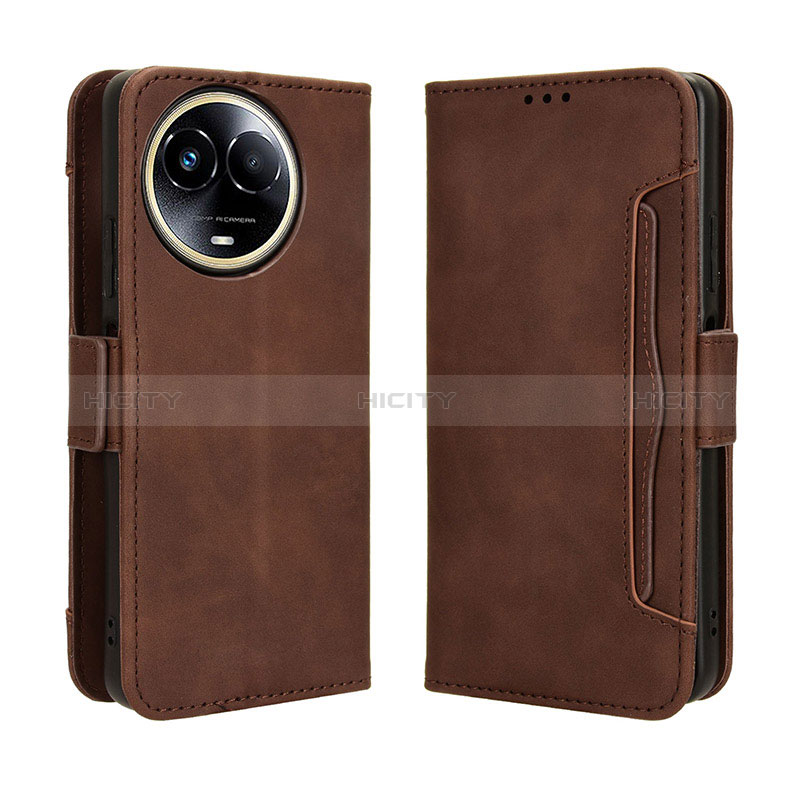 Coque Portefeuille Livre Cuir Etui Clapet BY3 pour Realme 11X 5G Marron Plus