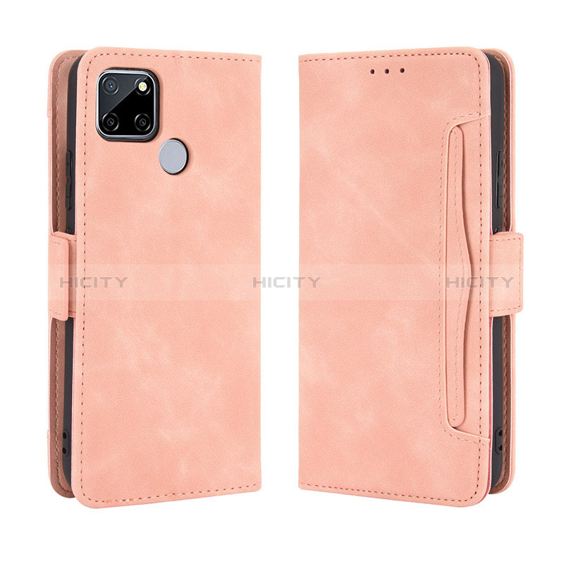 Coque Portefeuille Livre Cuir Etui Clapet BY3 pour Realme 7i RMX2193 Rose Plus