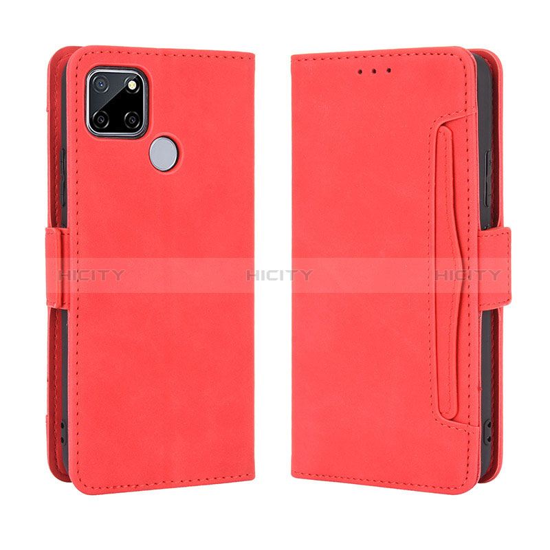 Coque Portefeuille Livre Cuir Etui Clapet BY3 pour Realme 7i RMX2193 Rouge Plus