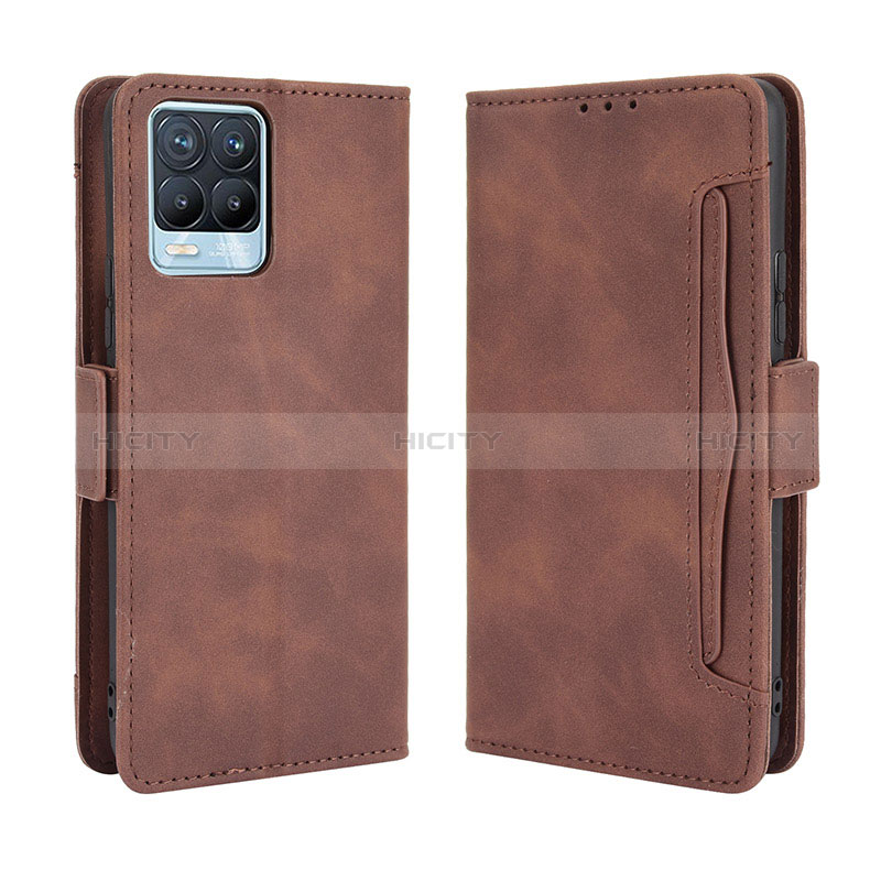 Coque Portefeuille Livre Cuir Etui Clapet BY3 pour Realme 8 4G Marron Plus