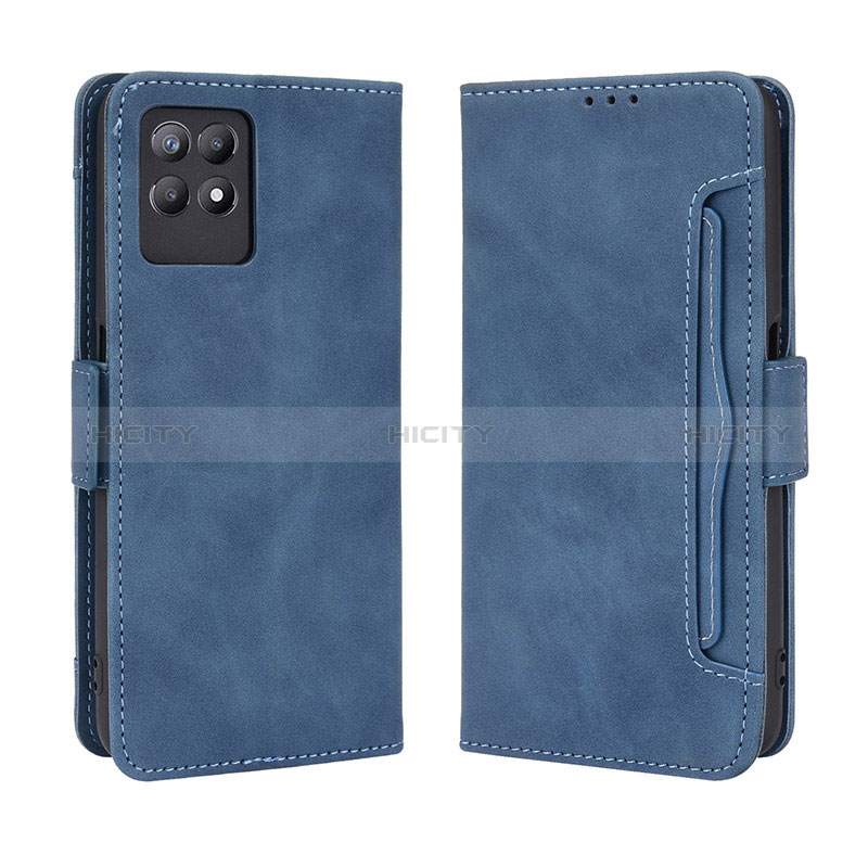 Coque Portefeuille Livre Cuir Etui Clapet BY3 pour Realme 8i Bleu Plus