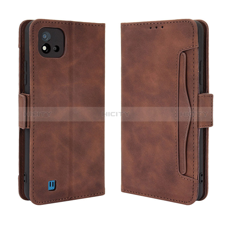 Coque Portefeuille Livre Cuir Etui Clapet BY3 pour Realme C11 (2021) Marron Plus