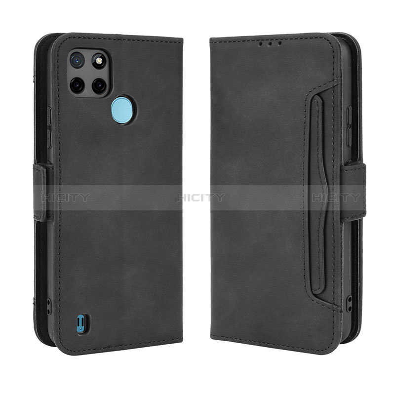 Coque Portefeuille Livre Cuir Etui Clapet BY3 pour Realme C21Y Noir Plus