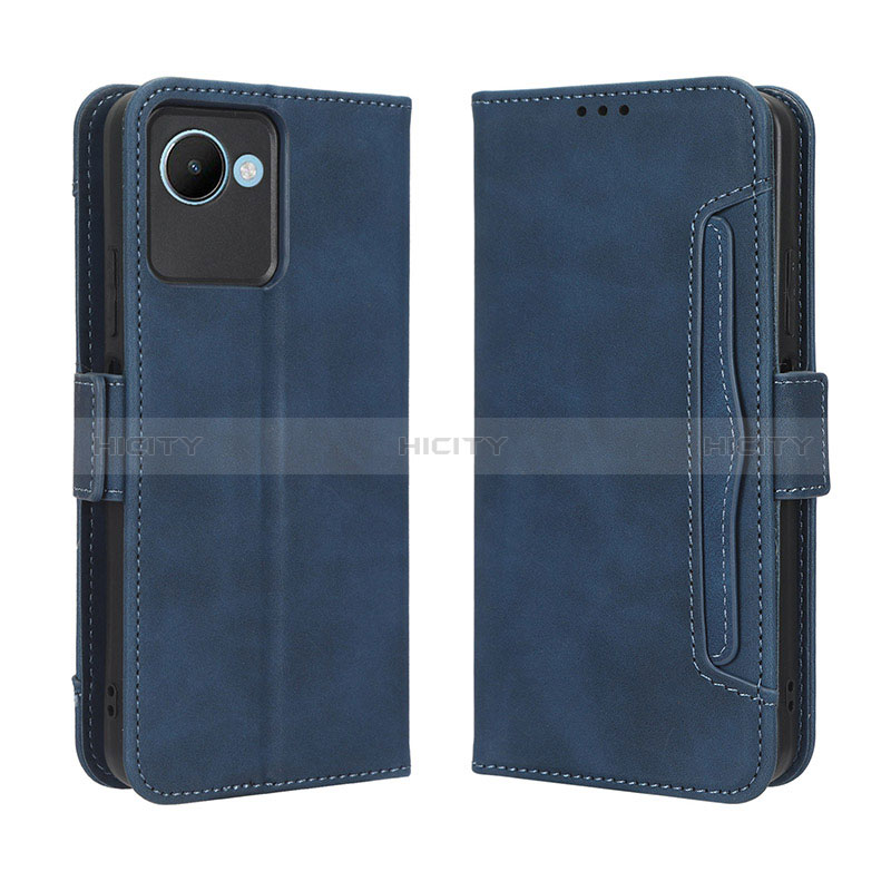 Coque Portefeuille Livre Cuir Etui Clapet BY3 pour Realme C30 Bleu Plus