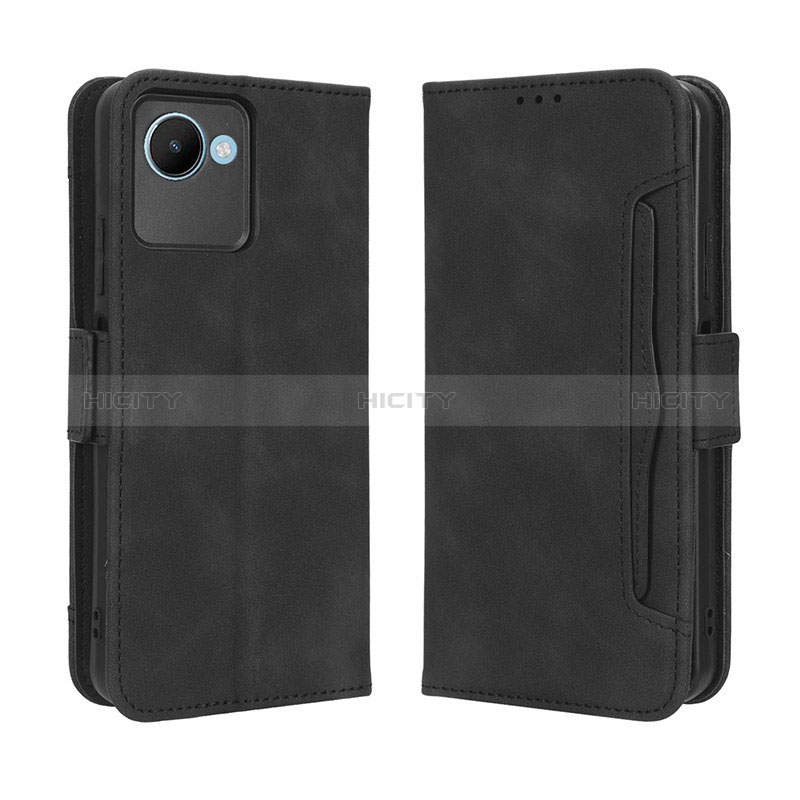 Coque Portefeuille Livre Cuir Etui Clapet BY3 pour Realme C30 Noir Plus