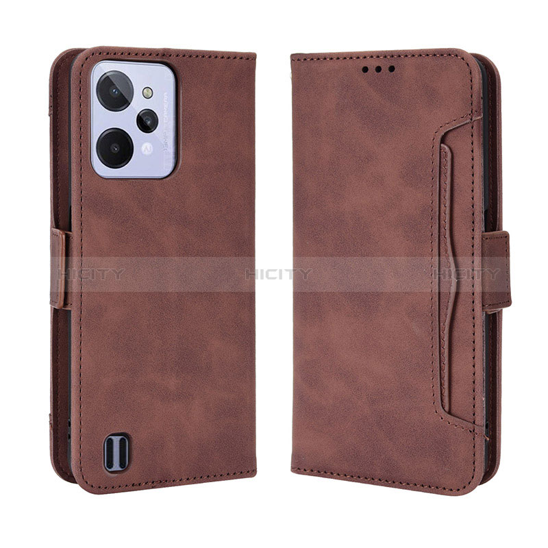 Coque Portefeuille Livre Cuir Etui Clapet BY3 pour Realme C31 Marron Plus