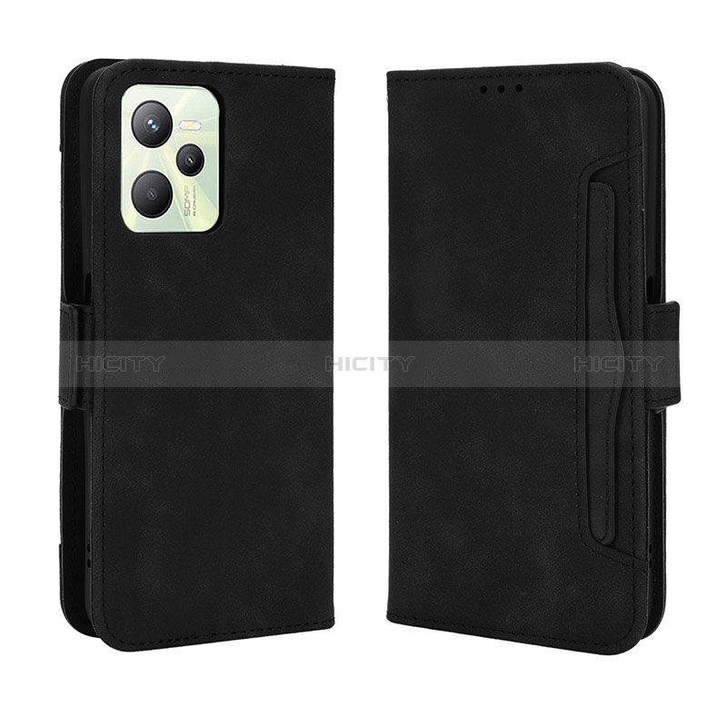 Coque Portefeuille Livre Cuir Etui Clapet BY3 pour Realme C35 Noir Plus