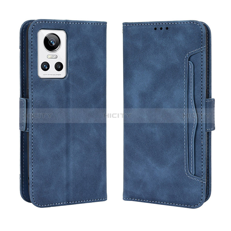 Coque Portefeuille Livre Cuir Etui Clapet BY3 pour Realme GT Neo3 5G Bleu Plus