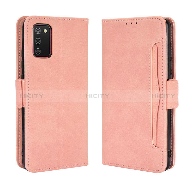 Coque Portefeuille Livre Cuir Etui Clapet BY3 pour Samsung Galaxy A02s Rose Plus