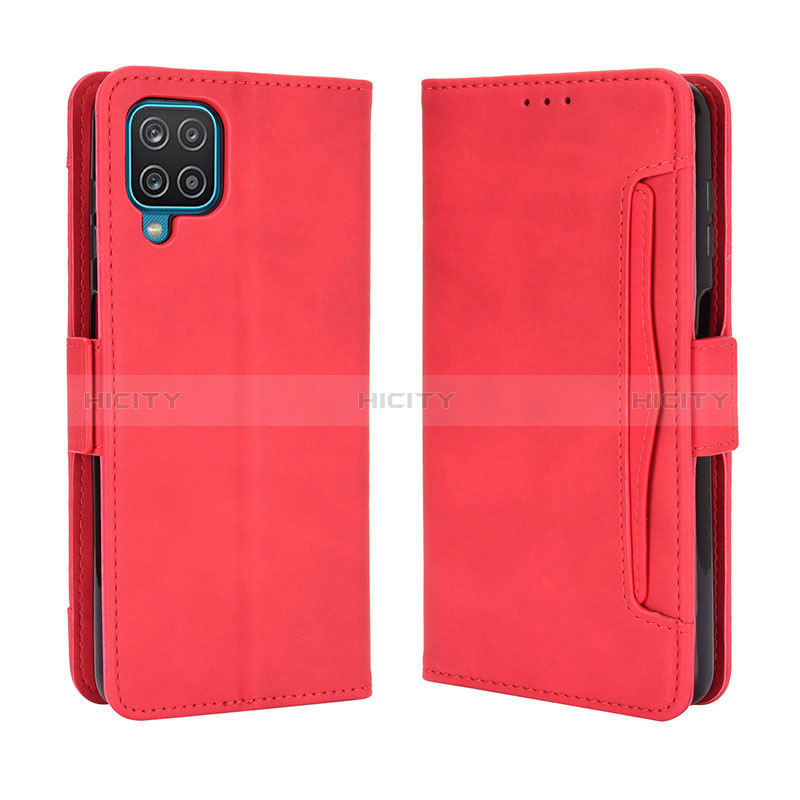 Coque Portefeuille Livre Cuir Etui Clapet BY3 pour Samsung Galaxy A12 5G Rouge Plus