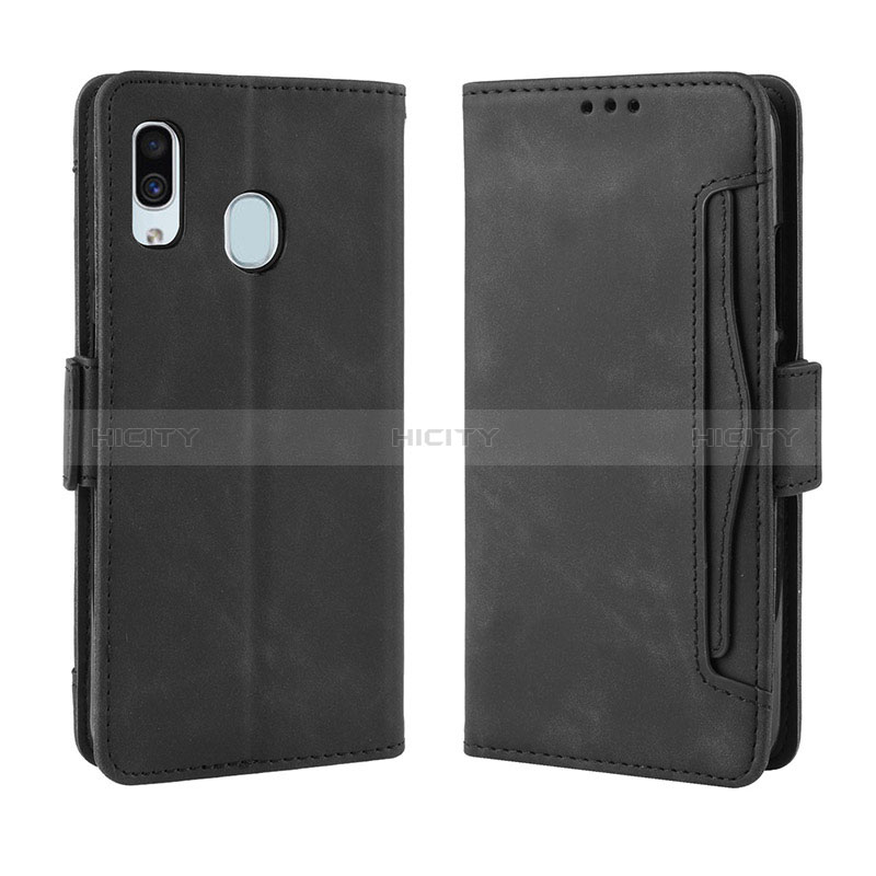 Coque Portefeuille Livre Cuir Etui Clapet BY3 pour Samsung Galaxy A20 Noir Plus