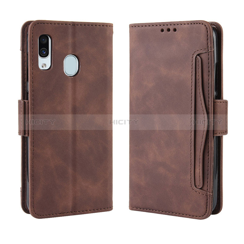 Coque Portefeuille Livre Cuir Etui Clapet BY3 pour Samsung Galaxy A20e Marron Plus