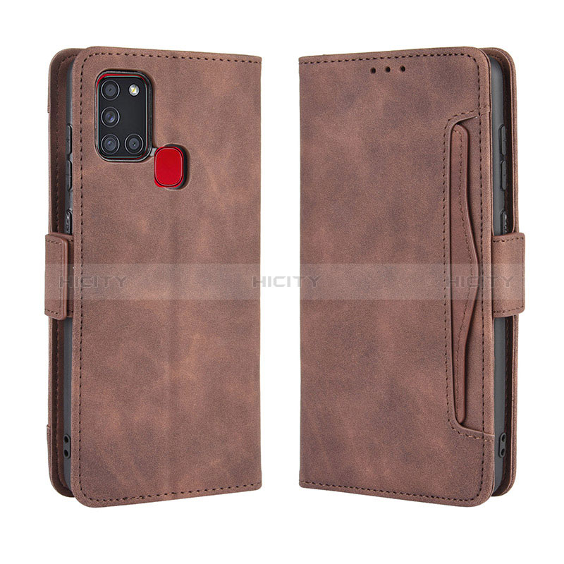 Coque Portefeuille Livre Cuir Etui Clapet BY3 pour Samsung Galaxy A21s Marron Plus