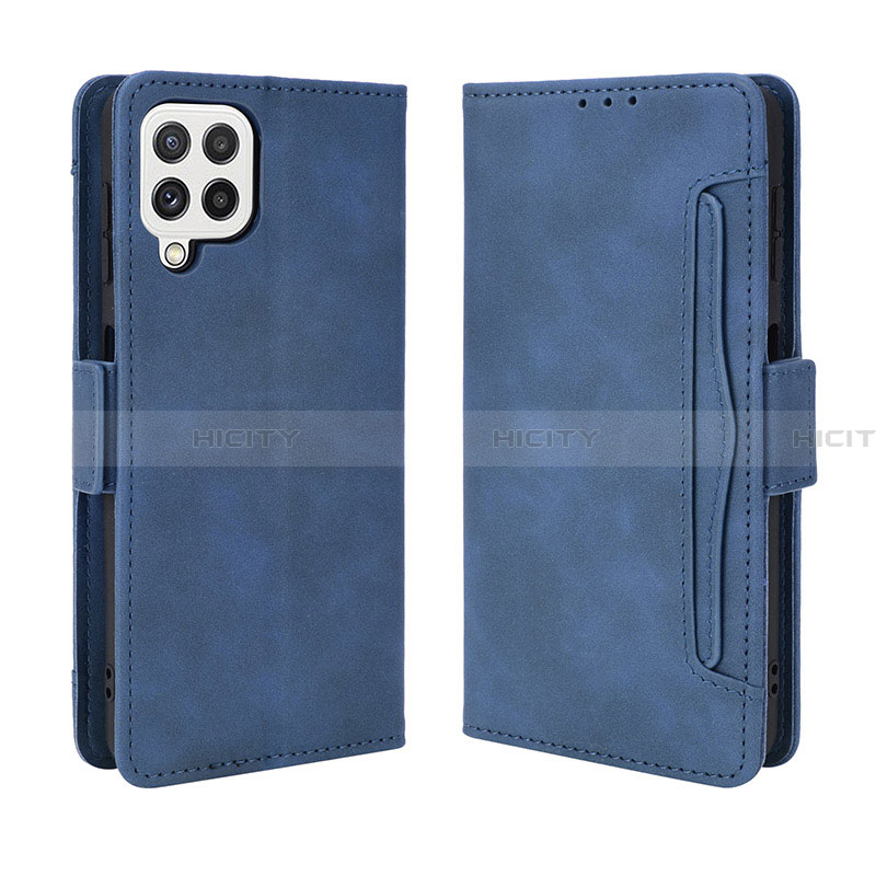 Coque Portefeuille Livre Cuir Etui Clapet BY3 pour Samsung Galaxy A22 4G Bleu Plus