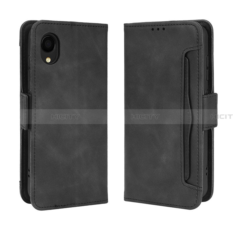 Coque Portefeuille Livre Cuir Etui Clapet BY3 pour Samsung Galaxy A22 5G SC-56B Noir Plus