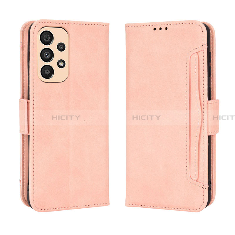 Coque Portefeuille Livre Cuir Etui Clapet BY3 pour Samsung Galaxy A23 4G Rose Plus