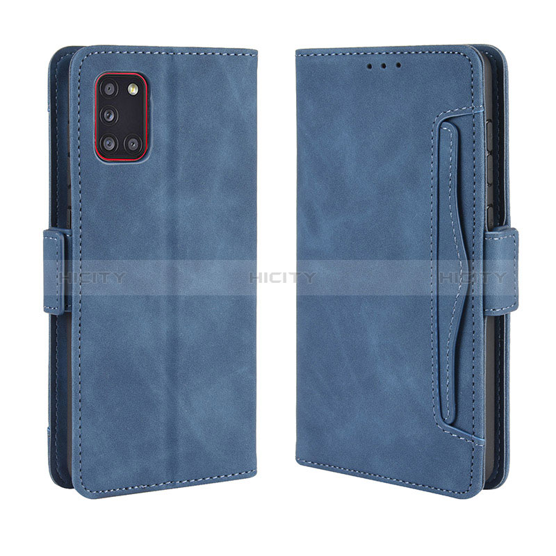 Coque Portefeuille Livre Cuir Etui Clapet BY3 pour Samsung Galaxy A31 Bleu Plus