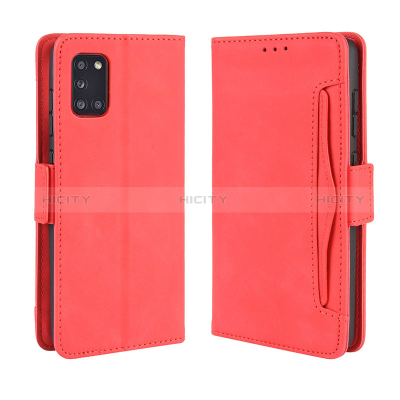 Coque Portefeuille Livre Cuir Etui Clapet BY3 pour Samsung Galaxy A31 Rouge Plus