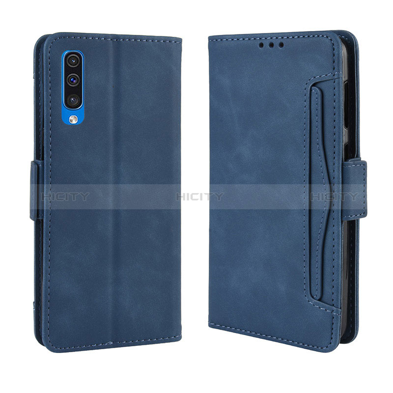 Coque Portefeuille Livre Cuir Etui Clapet BY3 pour Samsung Galaxy A50 Bleu Plus