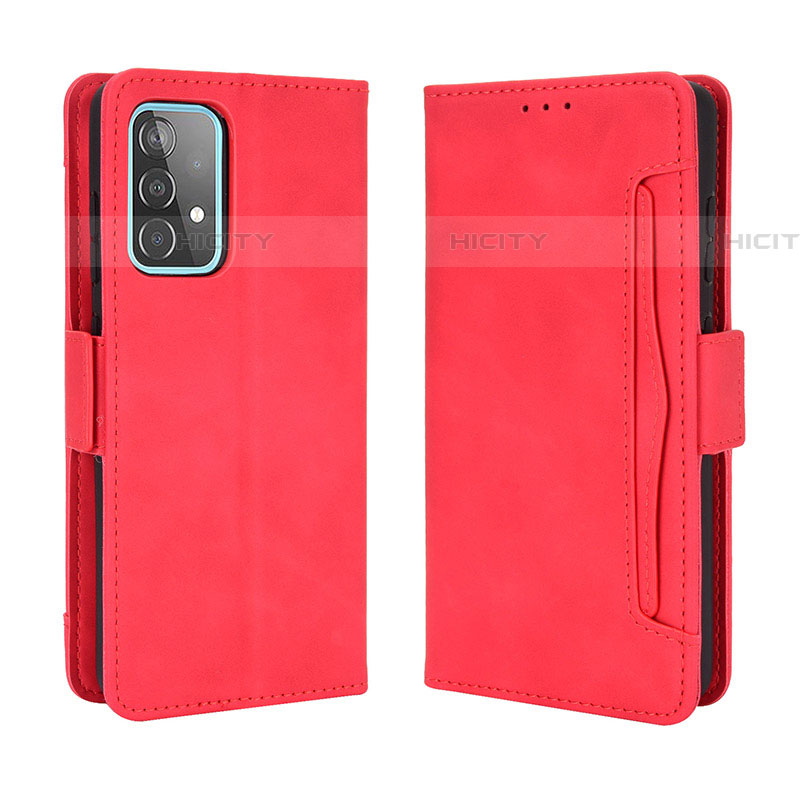 Coque Portefeuille Livre Cuir Etui Clapet BY3 pour Samsung Galaxy A52 5G Rouge Plus