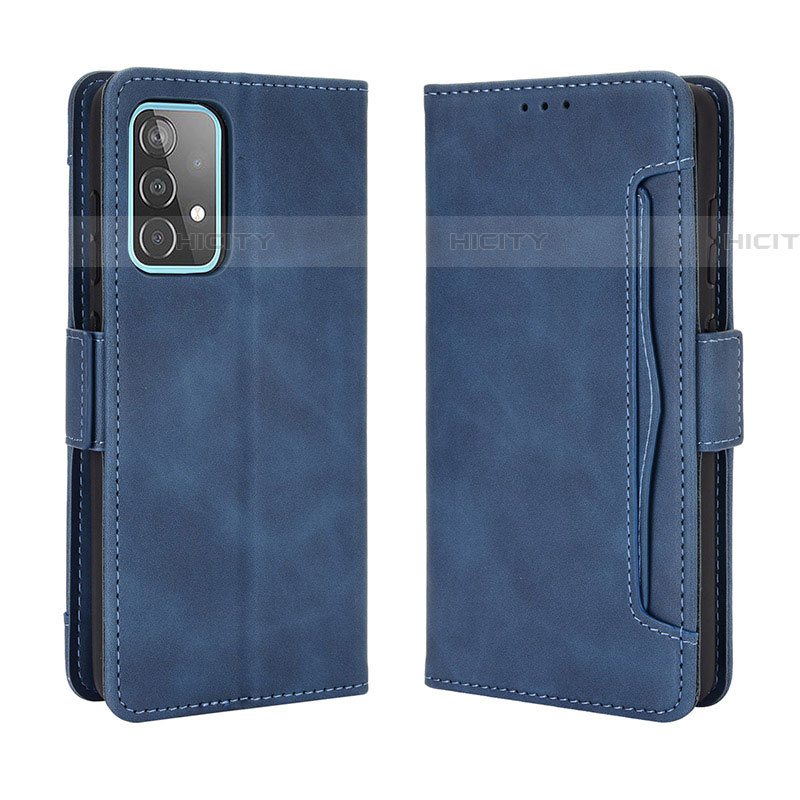 Coque Portefeuille Livre Cuir Etui Clapet BY3 pour Samsung Galaxy A72 4G Bleu Plus