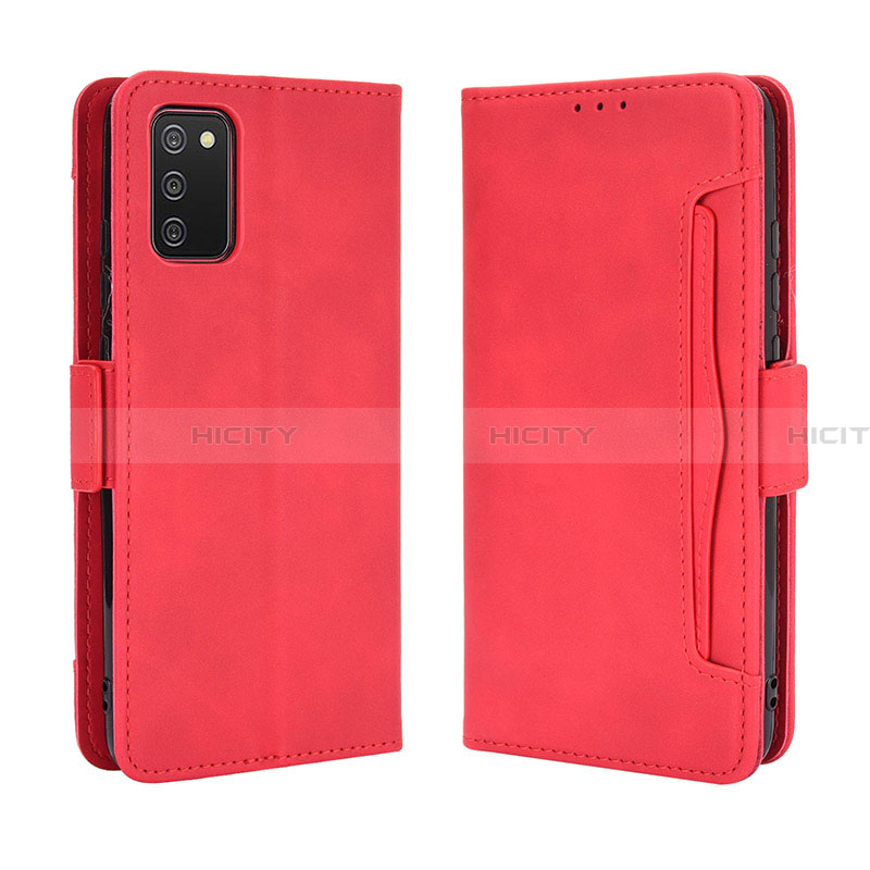 Coque Portefeuille Livre Cuir Etui Clapet BY3 pour Samsung Galaxy F02S SM-E025F Rouge Plus