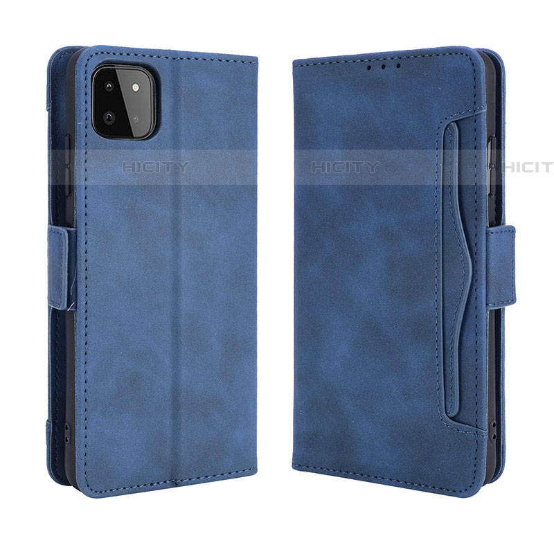 Coque Portefeuille Livre Cuir Etui Clapet BY3 pour Samsung Galaxy F42 5G Bleu Plus