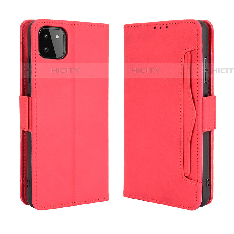 Coque Portefeuille Livre Cuir Etui Clapet BY3 pour Samsung Galaxy F42 5G Rouge Plus