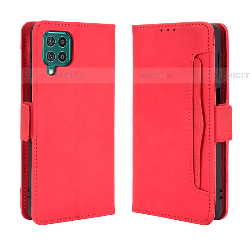 Coque Portefeuille Livre Cuir Etui Clapet BY3 pour Samsung Galaxy F62 5G Rouge Plus