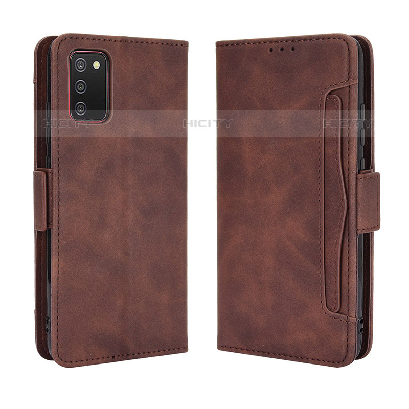 Coque Portefeuille Livre Cuir Etui Clapet BY3 pour Samsung Galaxy M02s Marron Plus