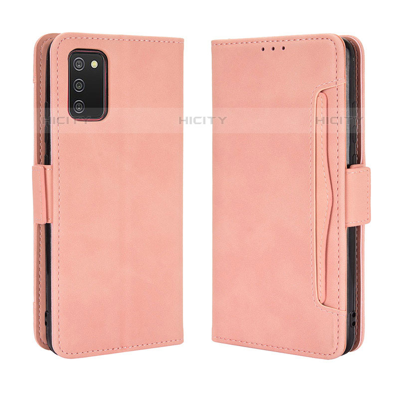 Coque Portefeuille Livre Cuir Etui Clapet BY3 pour Samsung Galaxy M02s Rose Plus